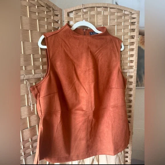 Eloquii Terracotta Faux Suede Sleeveless Top/Vest Size 18 - Picture 2 of 7